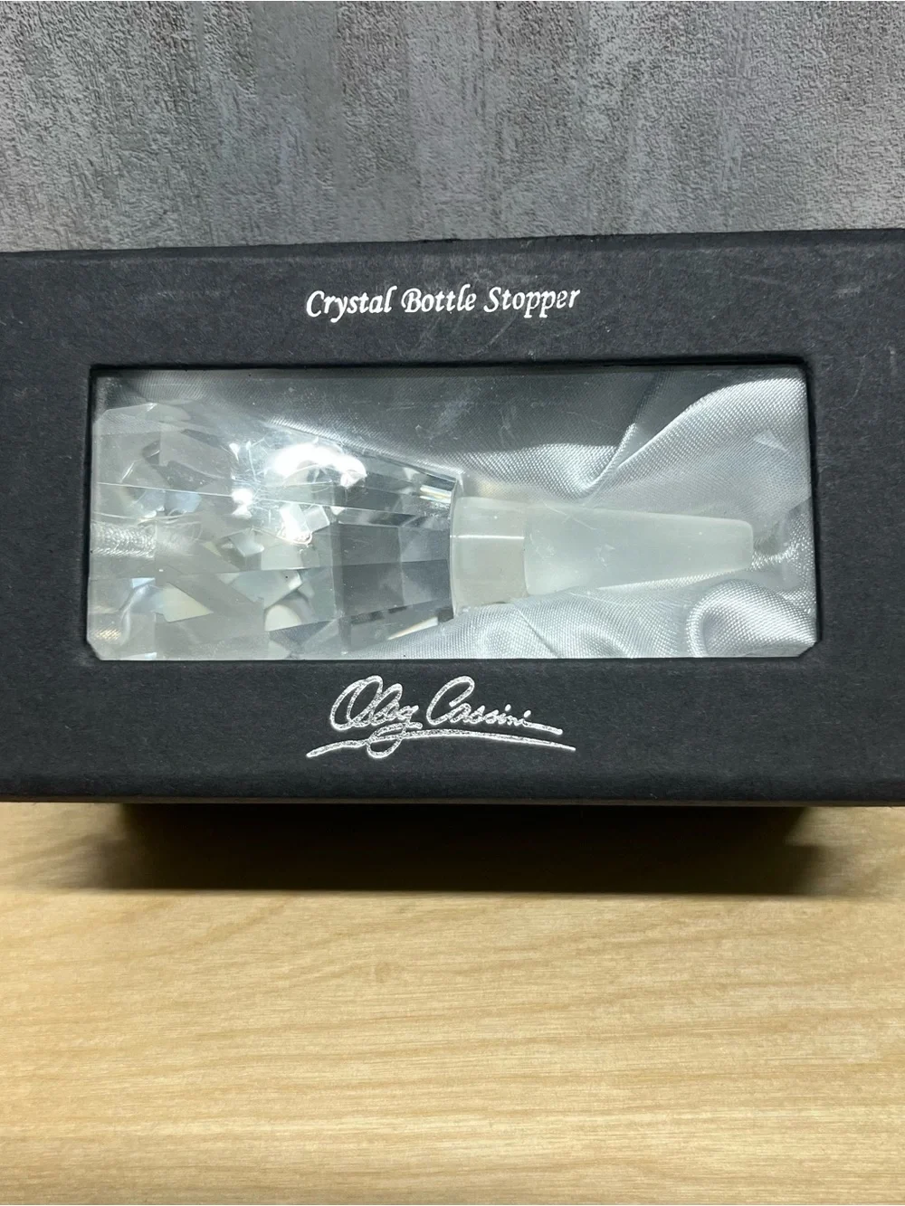 Oleg Cassini Signed Monogram Crystal Bottle Stopper